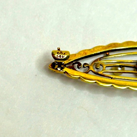 Antique 14KT Gold Krementz Pin - Picture 8 of 8